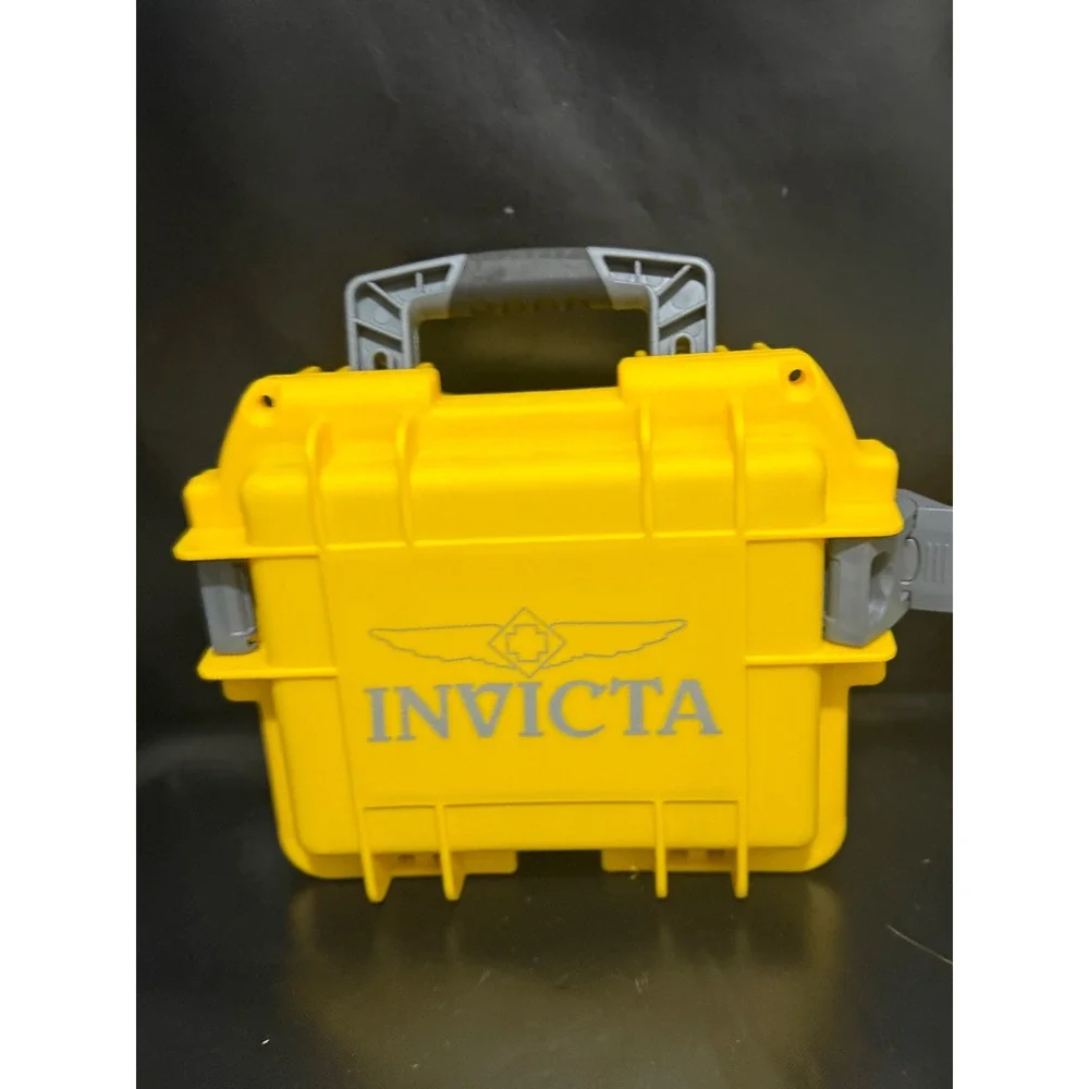 Invicta Yellow Hard Case Watch Box‎ Storage Protective Travel